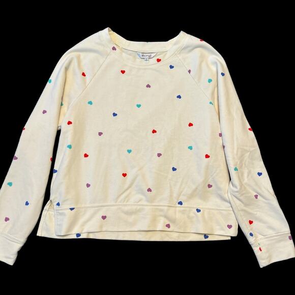 NWOT Wildfox Multicolored on Cream Heart Motif French Terry Sweatshirt Size S - Picture 7 of 7
